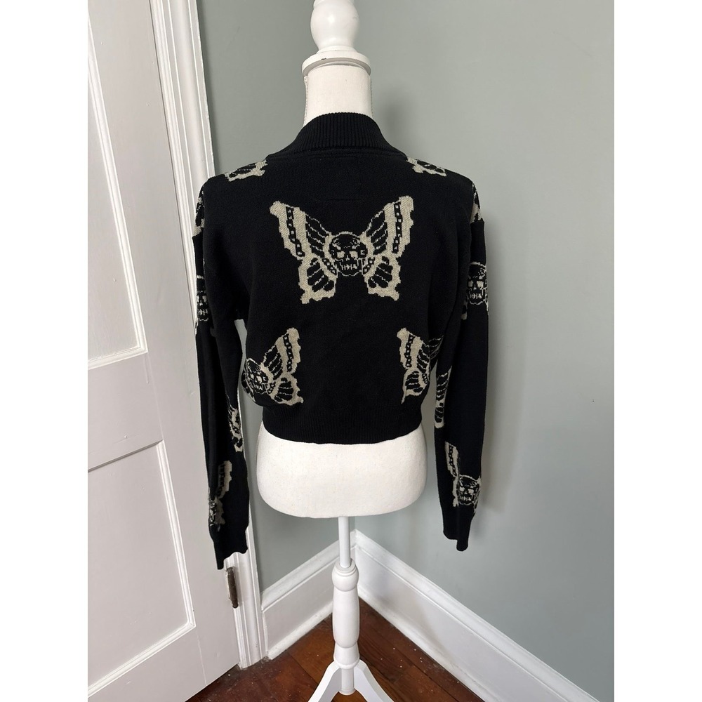 Lurking Class Hot Topic Black Skull Butterfly Cardigan Size XS - Picture 3 of 6